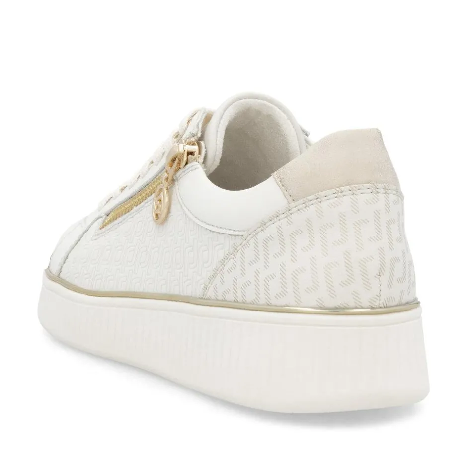 Women Remonte Laced Platform Print Trainer - White Combi