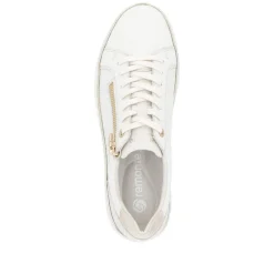 Women Remonte Laced Platform Print Trainer - White Combi