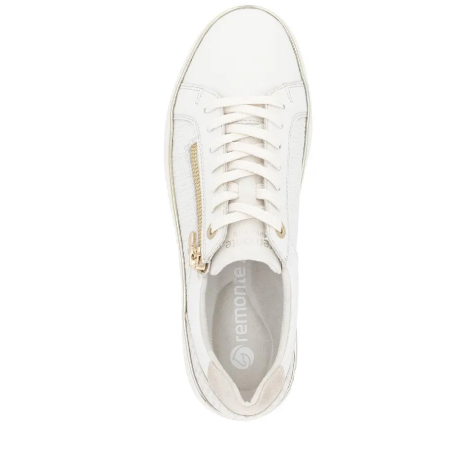 Women Remonte Laced Platform Print Trainer - White Combi