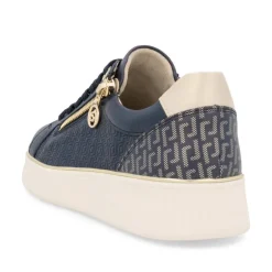 Women Remonte Laced Platform Print Trainer - Navy Combi Lea