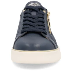 Women Remonte Laced Platform Print Trainer - Navy Combi Lea
