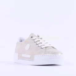Women Rieker Laced Platform Trainer - Metallic