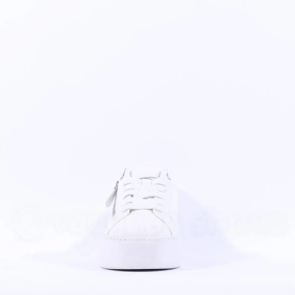 Women Jana Laced Platform Trainer Side Zip - White Silver