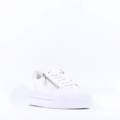 Women Jana Laced Platform Trainer Side Zip - White Silver