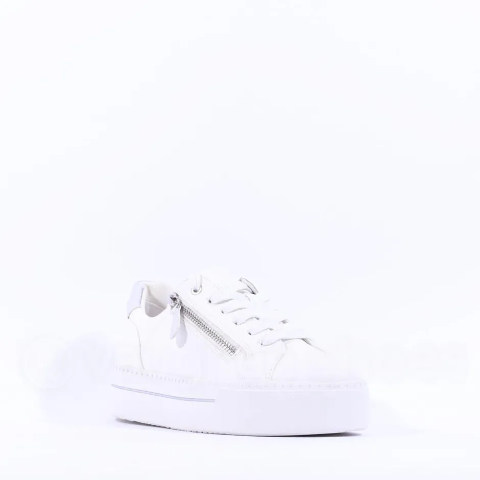 Women Jana Laced Platform Trainer Side Zip - White Silver