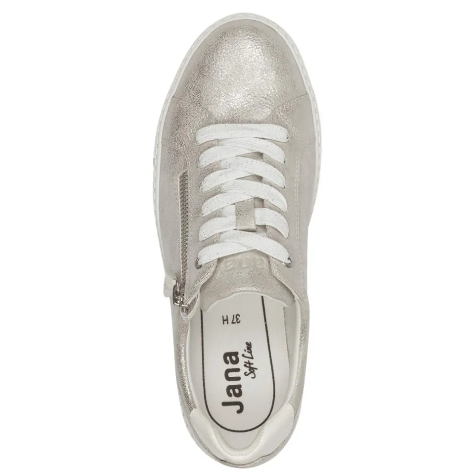 Women Jana Laced Platform Trainer Side Zip - Silver