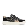 Women Remonte Laced Print Detail Trainer - Black Combi