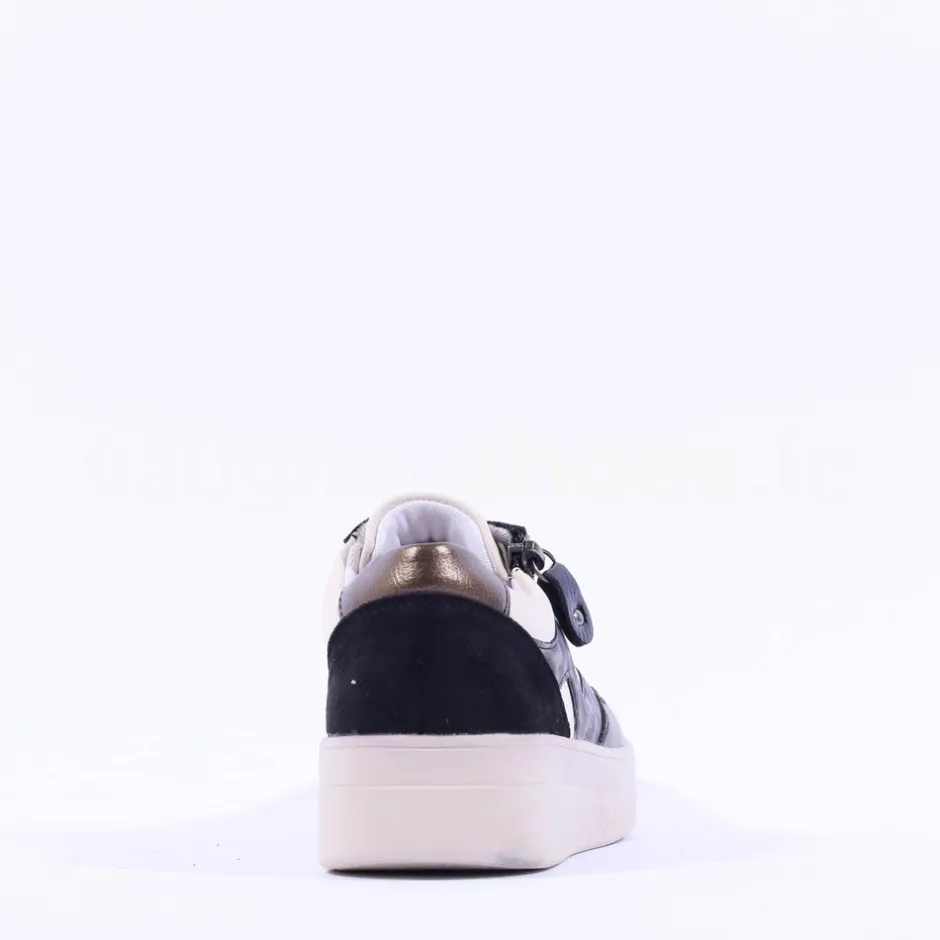 Women Remonte Laced Print Detail Trainer - Beige Black