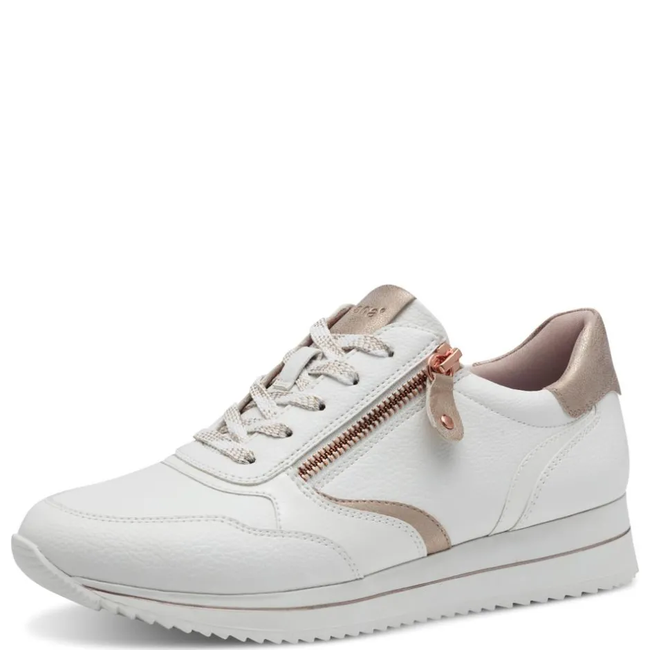 Women Jana Laced Shoe With Side Zip - White Rose Gold