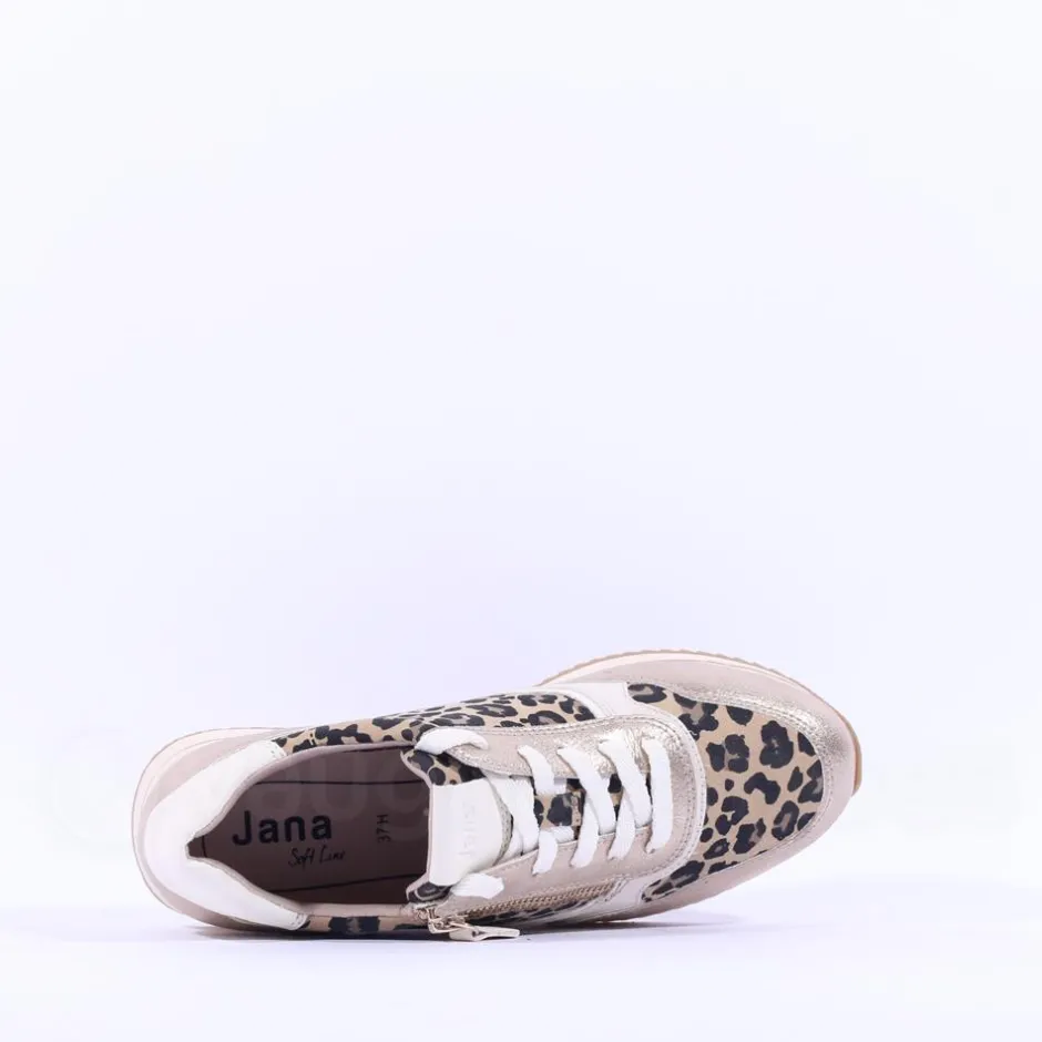 Women Jana Laced Shoe With Side Zip - Leopard Combi