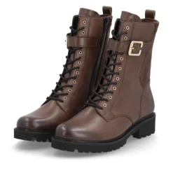 Women Remonte Laced Stretch Ankle Boot - Brown Leather