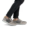 Rieker Men Laced Trainer Side Zip - Grey Combi Leather