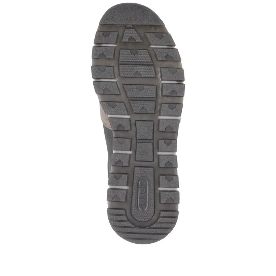 Rieker Men Laced Trainer Side Zip - Grey Combi Leather