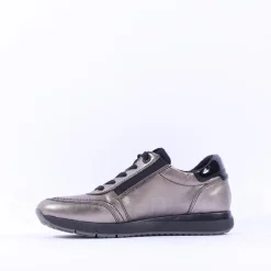 Women Tamaris Laced Trainer With Side Zip - Pewter