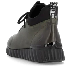 Women Remonte Laced Trainer With Side Zip - Green Leather
