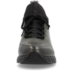 Women Remonte Laced Trainer With Side Zip - Green Leather
