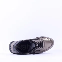 Women Tamaris Laced Trainer With Side Zip - Pewter
