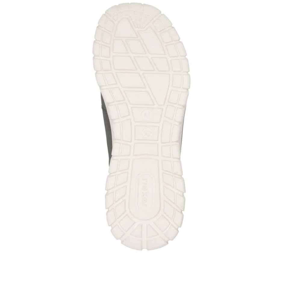 Rieker Men Laced Trainer With Side Zip - Olive Leather