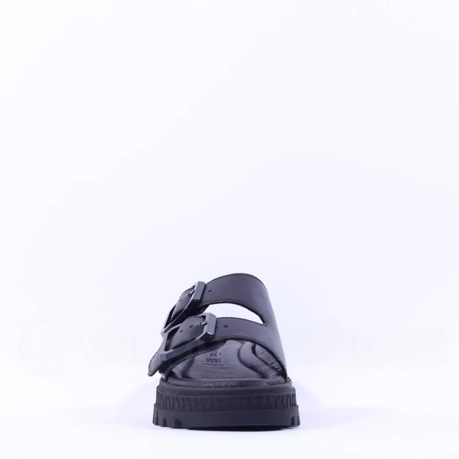 Women Tamaris Lalita Platform Buckle Mule - Black Leather