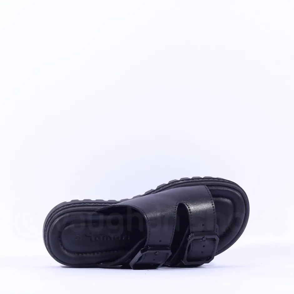 Women Tamaris Lalita Platform Buckle Mule - Black Leather