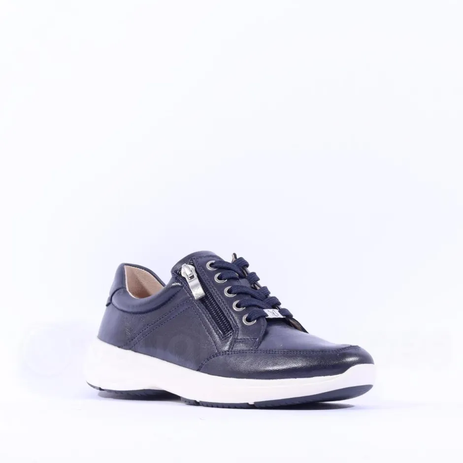 Women Caprice Lea Side Zip Comfort Laced Shoe - Ocean