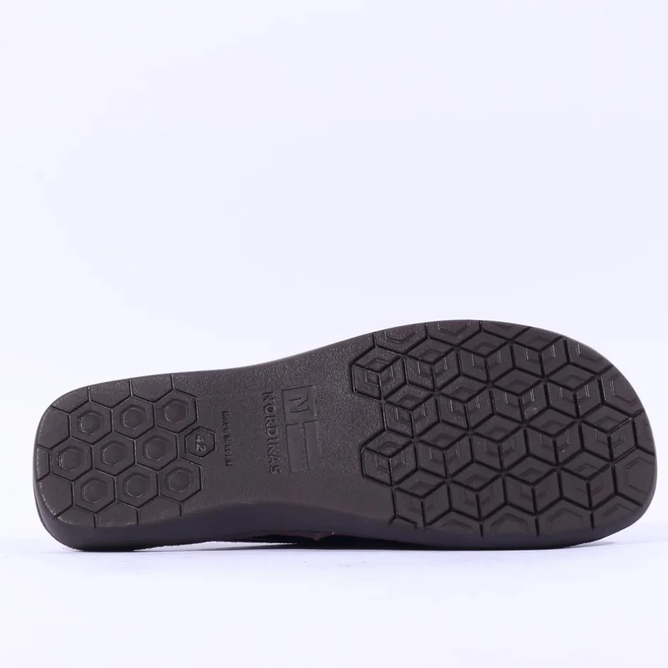 Nordikas Men Leather Mule House Slipper - Black Leather