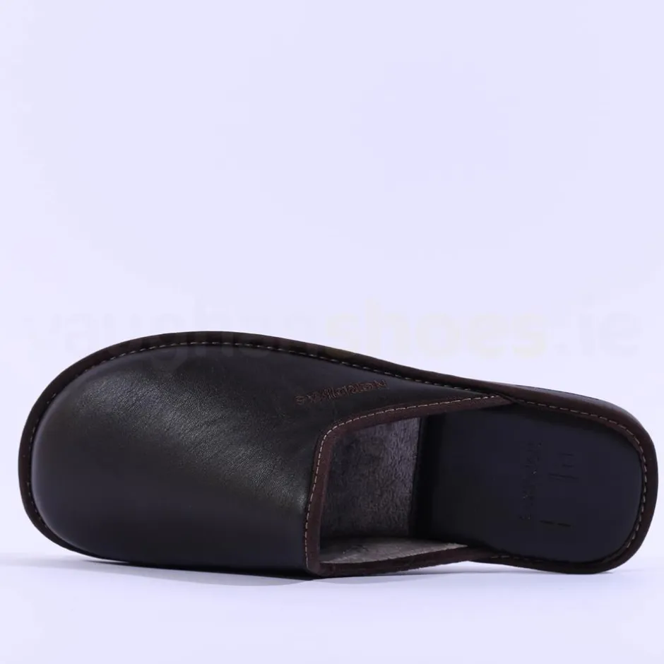 Nordikas Men Leather Mule House Slipper - Brown Leather