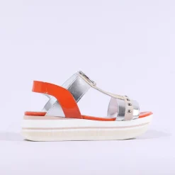 Women Marco Moreo Lecce Zip Platform Sandal - Orange Combi