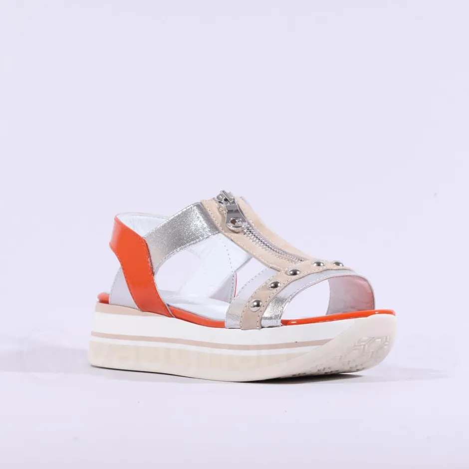 Women Marco Moreo Lecce Zip Platform Sandal - Orange Combi