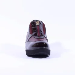 Women Marco Moreo Lola Classic Front Zip Wedge - Burgundy Patent