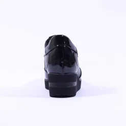 Women Marco Moreo Lola Classic Front Zip Wedge - Black Patent