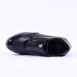 Women Marco Moreo Lola Classic Front Zip Wedge - Black Patent