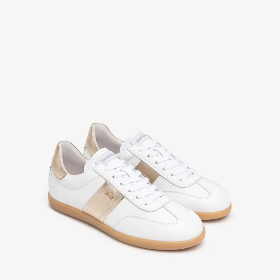 Women NeroGiardini Low Gumsole Trainer - White Gold Leather