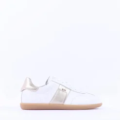 Women NeroGiardini Low Gumsole Trainer - White Gold Leather