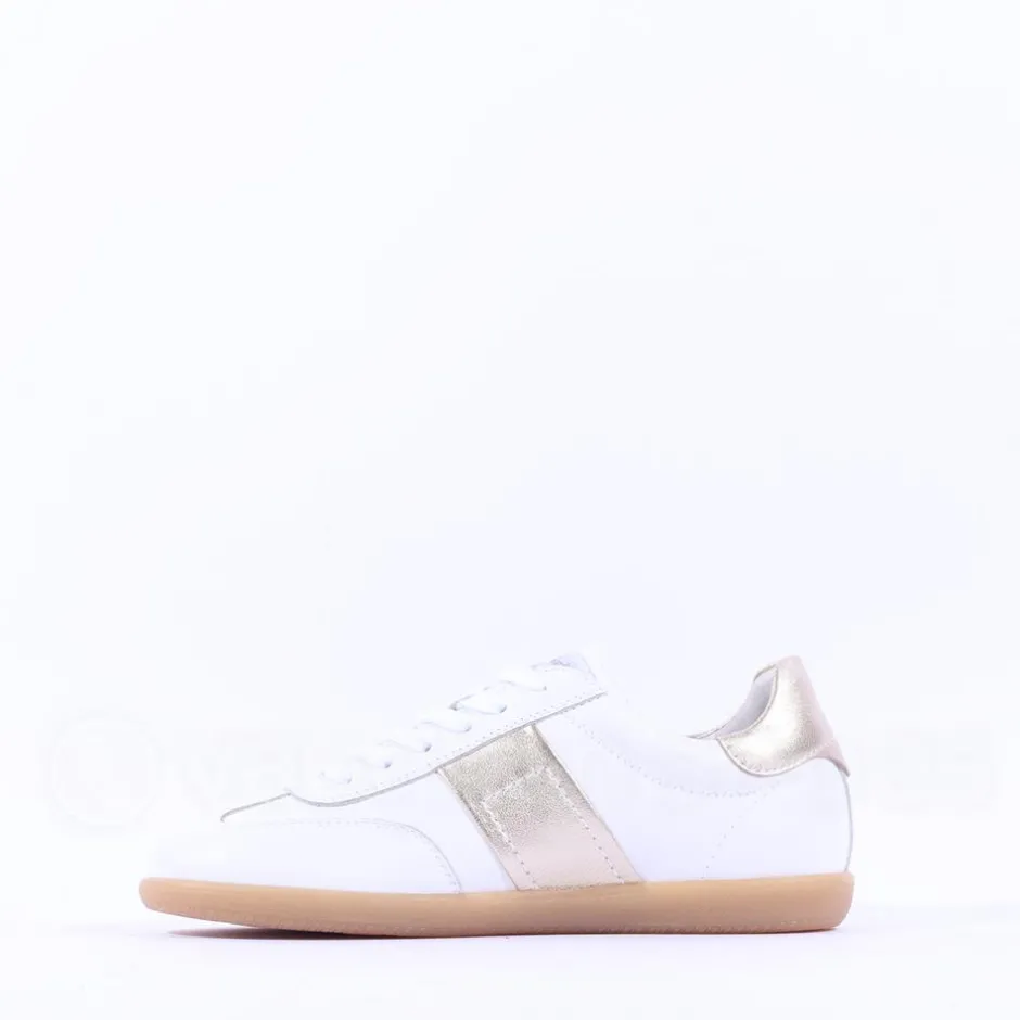Women NeroGiardini Low Gumsole Trainer - White Gold Leather