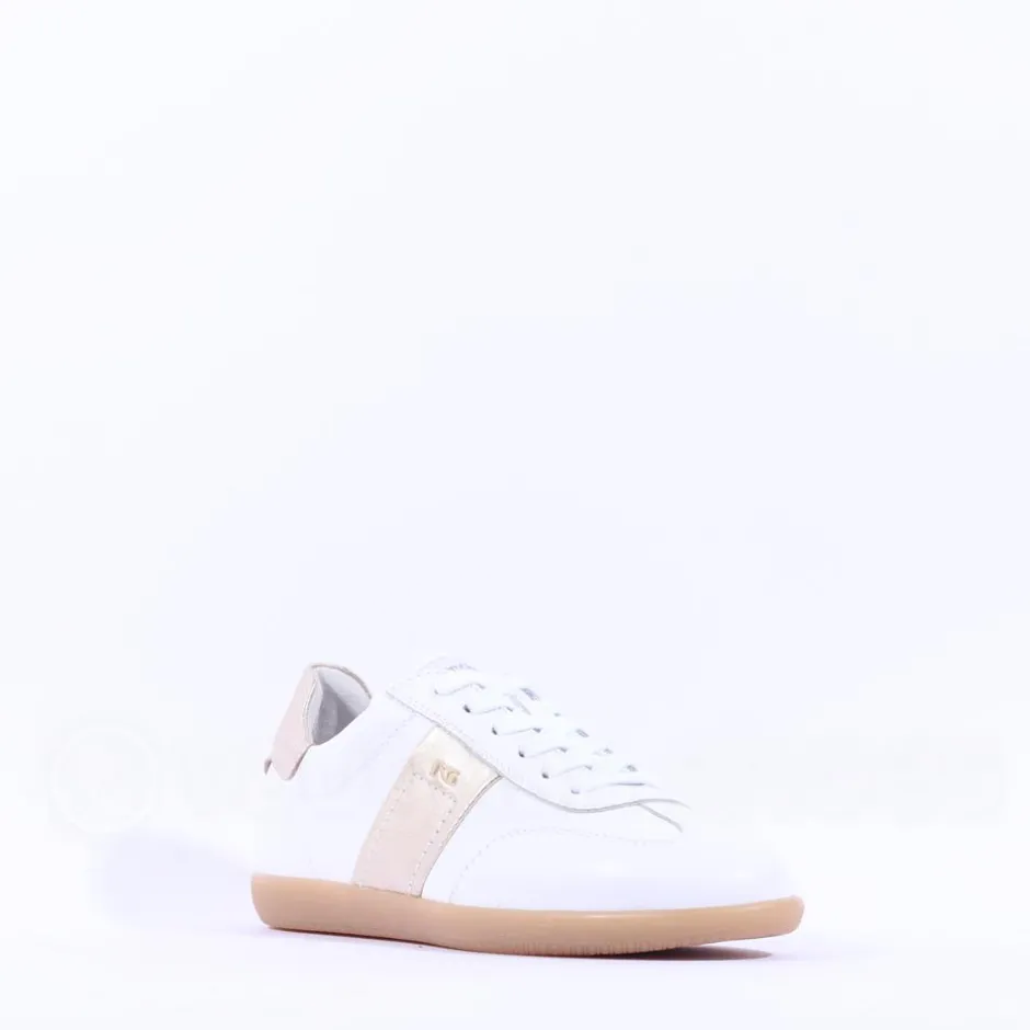 Women NeroGiardini Low Gumsole Trainer - White Gold Leather