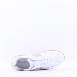 Women NeroGiardini Low Gumsole Trainer - White Gold Leather