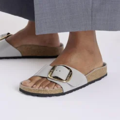 Women Birkenstock Madrid Big Buckle High Shine - Stone Coin