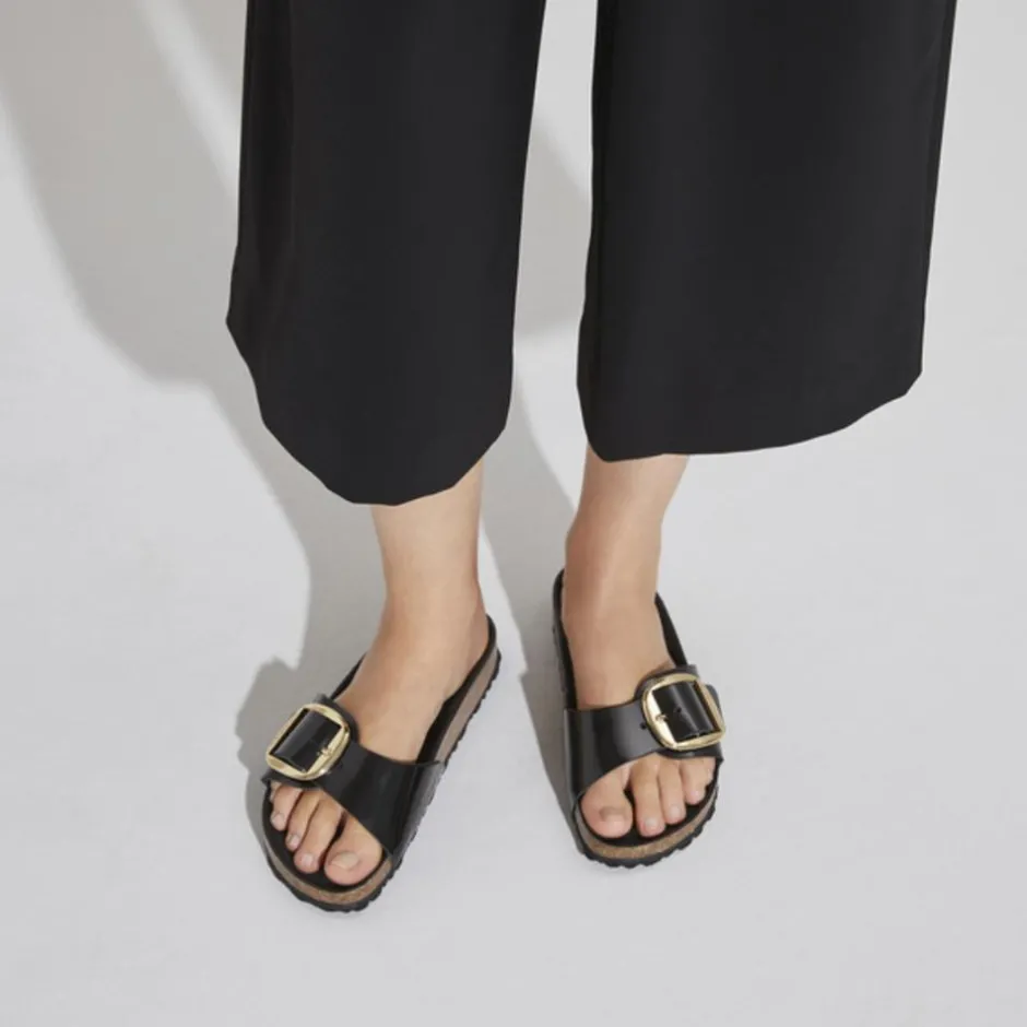 Women Birkenstock Madrid Big Buckle High Shine - Black