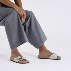 Women Birkenstock Madrid Big Buckle High Shine - Stone Coin