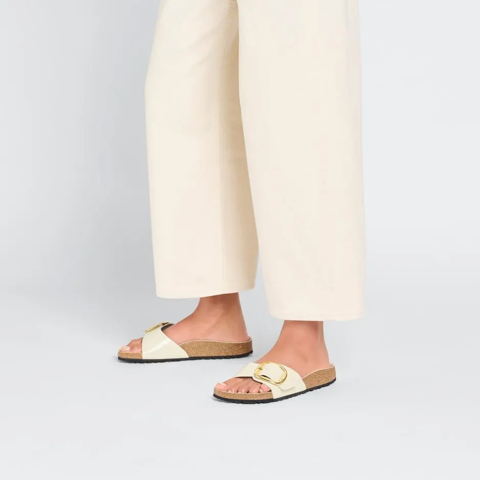 Women Birkenstock Madrid Big Buckle Patent - High Shine Ecru