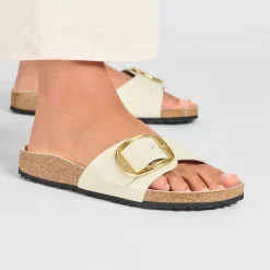 Women Birkenstock Madrid Big Buckle Patent - High Shine Ecru