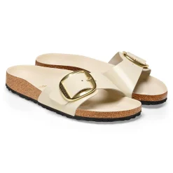 Women Birkenstock Madrid Big Buckle Patent - High Shine Ecru