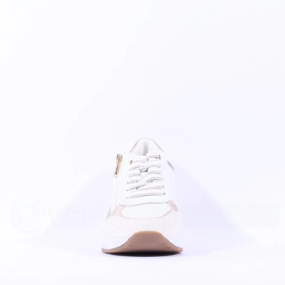 Women Marco Tozzi Magana Wedge Laced With Zip - White Gold