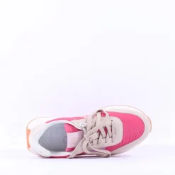 Women Ara Malibu Waffle Sole Nylon Trainer - Pink Combi
