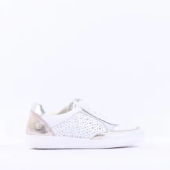 Women Caprice Manou Cut Out Laced Trainer - White Silver
