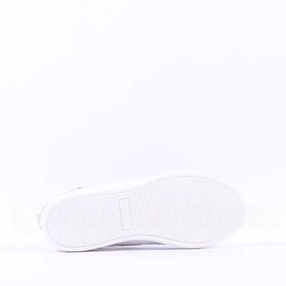 Women Caprice Manou Mesh Panel Lace Trainer - White Gold Leather
