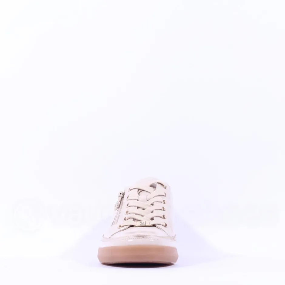 Women Caprice Manou Side Zip Lace Shoe - Cream Gold