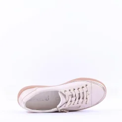 Women Caprice Manou Side Zip Lace Shoe - Cream Gold