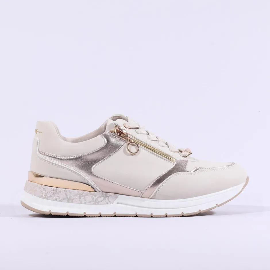Women Tommy Bowe Ladies Marchino Wedge Trainer - Beige Gold